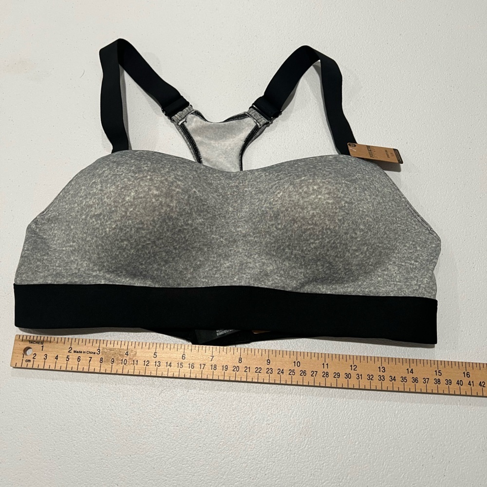 Active USA Heathered Gray and Black Sports yoga athletic Bra L - Picture 2 of 12